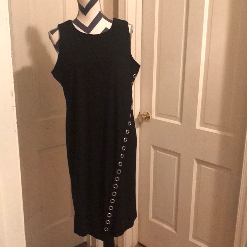 Emma and Michele black asymmetrical dress